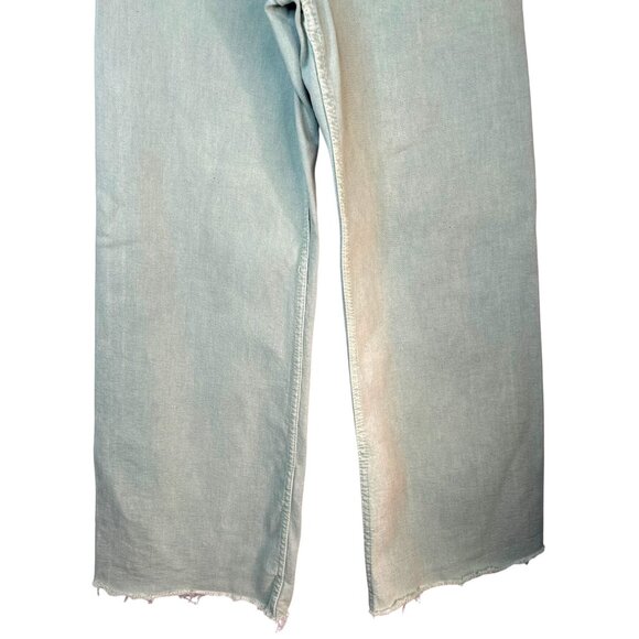 Zara Size 4 Cropped High Rise Wide-Leg Jeans Mint Green - Picture 10 of 12